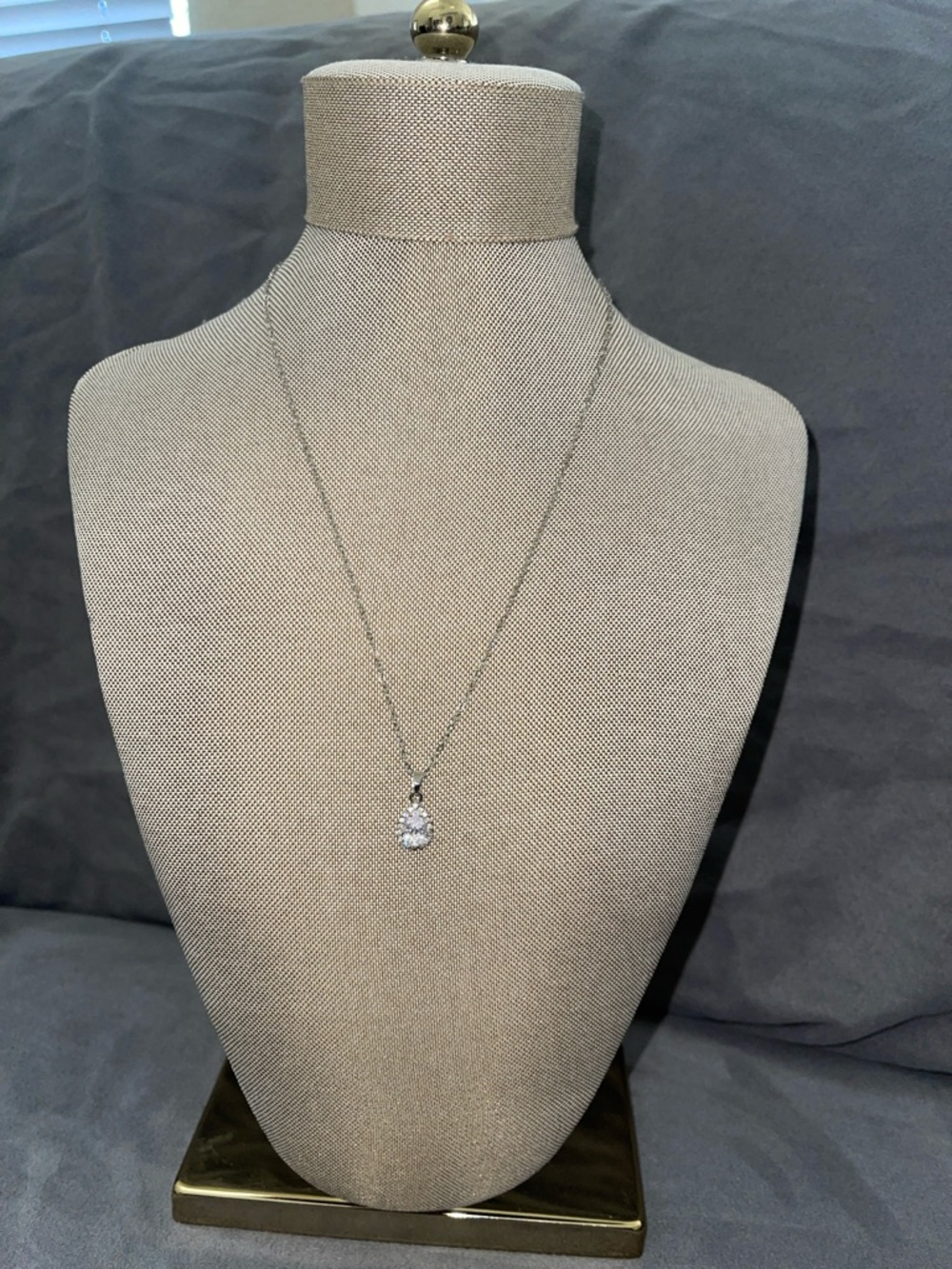 Silver Pendant Necklace with Clear Stone Accent - Women's Jewelry